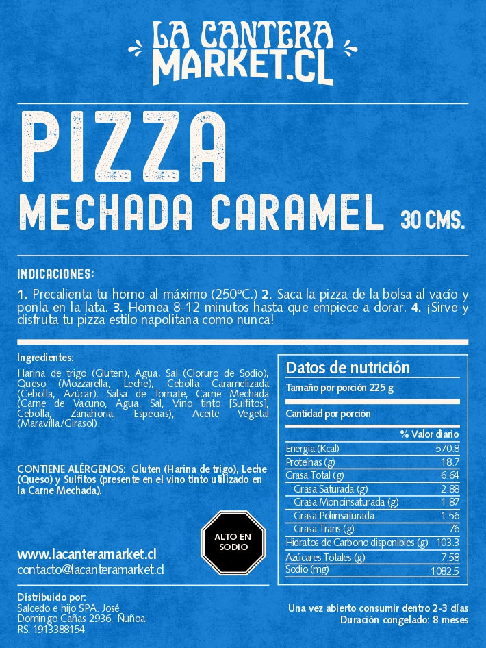 PIZZA CONGELADA 30CM - MECHADA CEBOLLA CARAMELIZADA